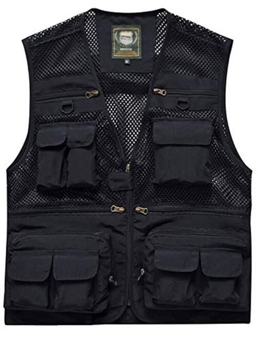 Flygo Mens Outdoor Work Fishing Travel Photo Vest with Multi Pockets