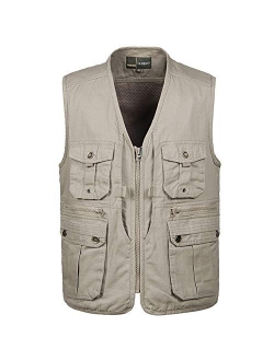 Flygo Mens Casual Outdoor Work Utility Safari Fishing Travel Vest with Pockets