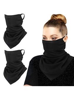 MoKo Scarf Mask Bandana with Ear Loops 3 Pack, Neck Gaiter Balaclava Dust UV Sun Protection Outdoors Face Mask for Women Men