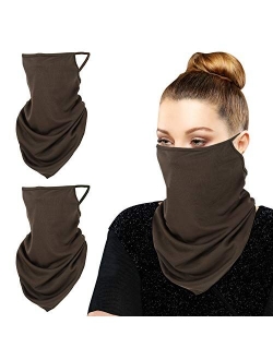 MoKo Scarf Mask Bandana with Ear Loops 3 Pack, Neck Gaiter Balaclava Dust UV Sun Protection Outdoors Face Mask for Women Men