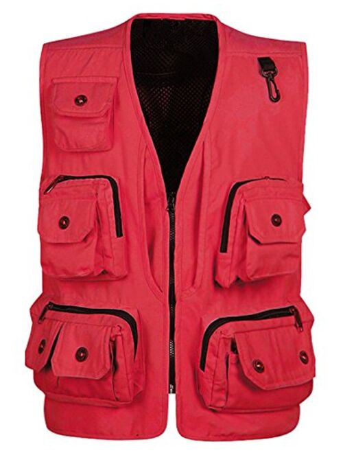 Flygo Men's Fishing Hunting Photography Travel Vest with Multiple Pockets