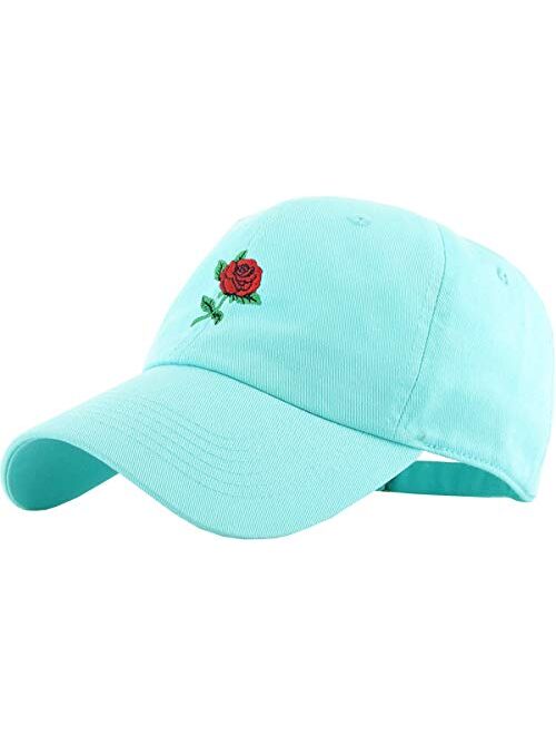 Kbethos Rose Flowers Love Good Vibes Men Women Dad Hat Baseball Cap Adjustable Unisex