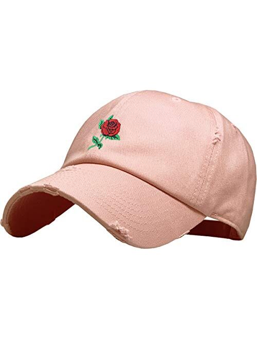 Kbethos Rose Flowers Love Good Vibes Men Women Dad Hat Baseball Cap Adjustable Unisex