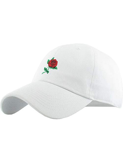 Kbethos Rose Flowers Love Good Vibes Men Women Dad Hat Baseball Cap Adjustable Unisex