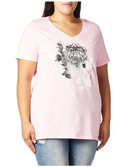 Printed Short-Sleeve V-Neck Graphic T-Shirt Plus Size