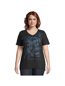 Printed Short-Sleeve V-Neck Graphic T-Shirt Plus Size