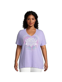 Printed Short-Sleeve V-Neck Graphic T-Shirt Plus Size