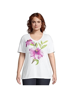 Printed Short-Sleeve V-Neck Graphic T-Shirt Plus Size