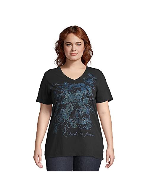 JUST MY SIZE Printed Short-Sleeve V-Neck Graphic T-Shirt Plus Size