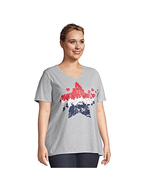 JUST MY SIZE Printed Short-Sleeve V-Neck Graphic T-Shirt Plus Size