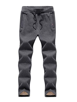 Flygo Men's Winter Warm Fleece Jogger Pants Sherpa Lined Sweatpants Active Track Pants