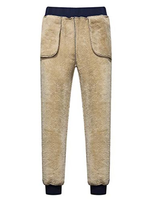 Flygo Men's Winter Warm Fleece Jogger Pants Sherpa Lined Sweatpants Active Track Pants