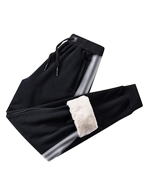 Flygo Men's Winter Warm Fleece Active Sweatpants Sherpa Lined Athletic Jogging Pants