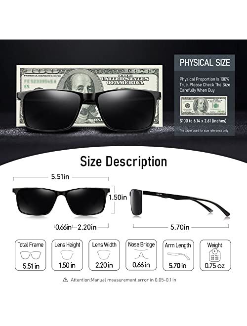 Bircen Mens Polarized Driving Sunglasses For Mens Women Al-Mg Metal Frame Lightweight Fishing Sports Outdoors