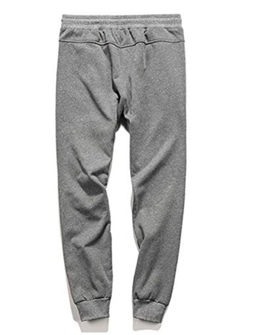 Flygo Men's Sherpa Lined Running Active Sweatpants, Winter Warm Fleece Joggers Pants