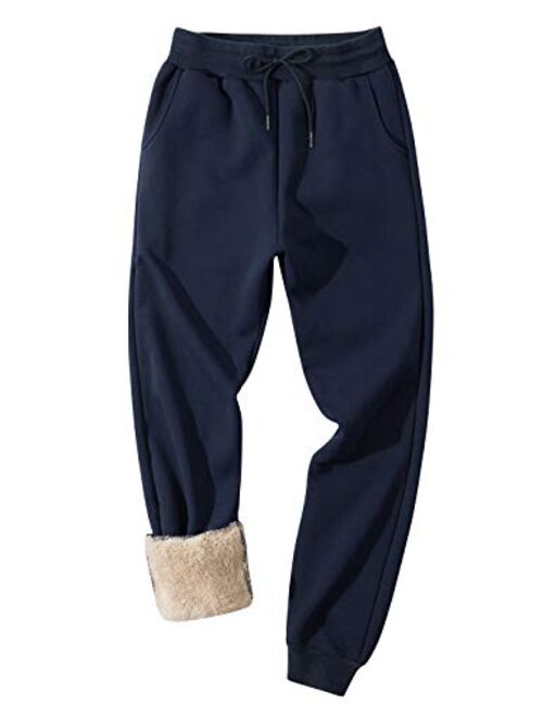 Flygo Men's Sherpa Lined Athletic Sweatpants Winter Warm Fleece Track Pants