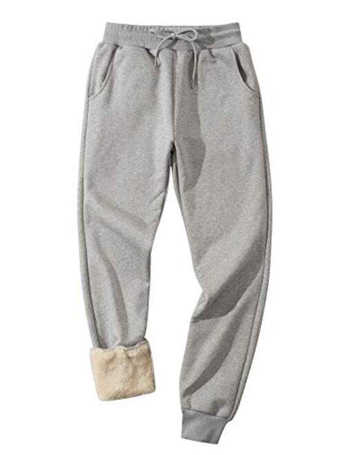 Flygo Men's Sherpa Lined Athletic Sweatpants Winter Warm Fleece Track Pants