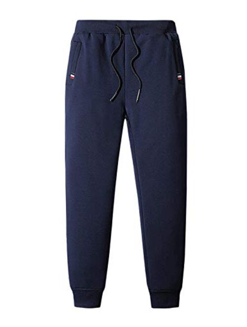 Flygo Men's Warm Fleece Pants Sherpa Lined Active Running Camping Sweatpants