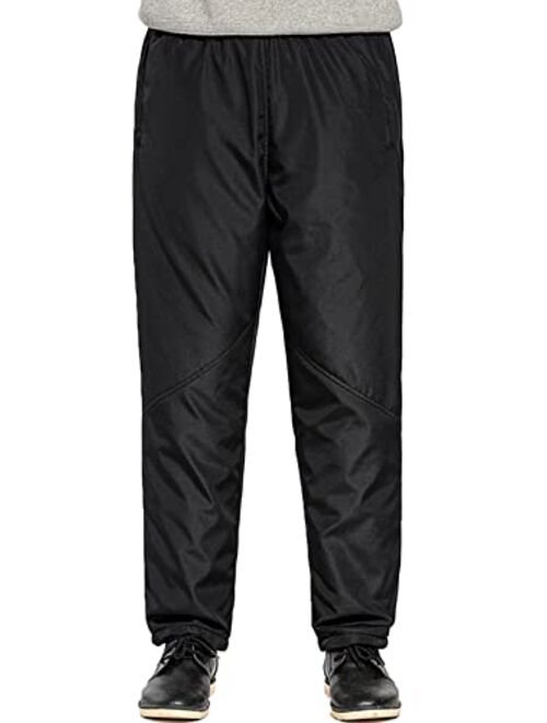 Flygo Men's Open-Bottom Sherpa Fleece Lined Sweatpants Windbreaker Pants