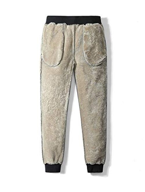 Flygo Men's Warm Fleece Sweatpants Sherpa Lined Active Running Joggers Pants