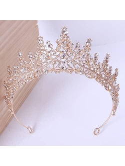 TOBATOBA Crystal Wedding Tiara for Women Crown for Women Royal Queen Crown Headband Metal Princess Tiara for Bride Quinceanera Headpieces for Birthday Prom Pageant Hallow