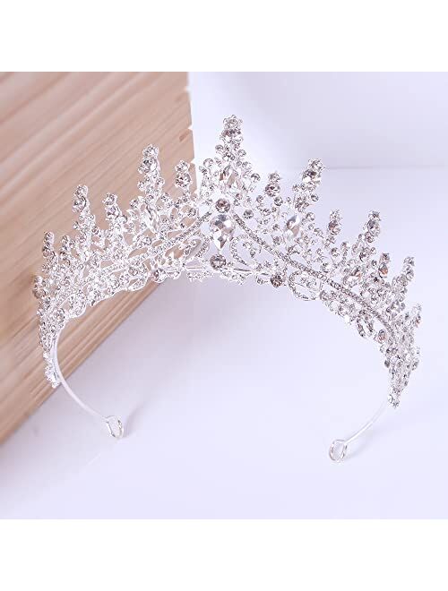 TOBATOBA Crystal Wedding Tiara for Women Crown for Women Royal Queen Crown Headband Metal Princess Tiara for Bride Quinceanera Headpieces for Birthday Prom Pageant Hallow