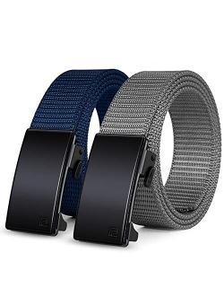 Wonday Nylon Ratchet Belt 2 Pack, Web Belts for Men Nylon Belt Automatic Slide Buckle