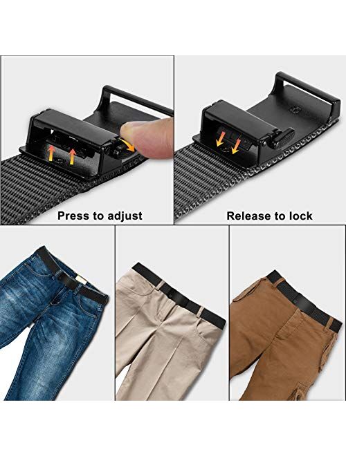 Wonday Nylon Ratchet Belt 2 Pack, Web Belts for Men Nylon Belt Automatic Slide Buckle