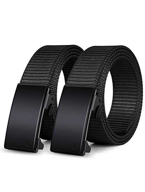 Wonday Nylon Ratchet Belt 2 Pack, Web Belts for Men Nylon Belt Automatic Slide Buckle