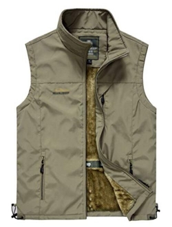 Flygo Men's Casual Outdoor Travel Fishing Hunting Vest Jacket with Pockets