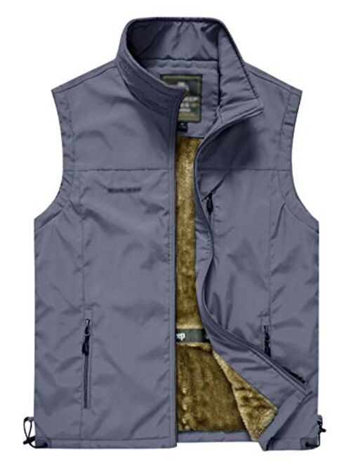 Flygo Men's Casual Outdoor Travel Fishing Hunting Vest Jacket with Pockets