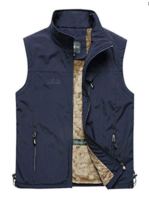 Flygo Men's Casual Outdoor Travel Fishing Hunting Vest Jacket with Pockets