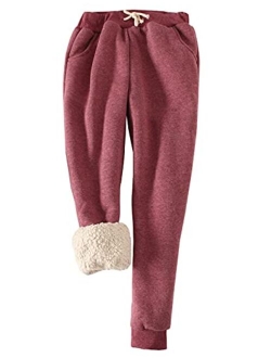 Gihuo Women's Winter Warm Fleece Pants Sherpa Lined Sweatpants Jogger Track Pants