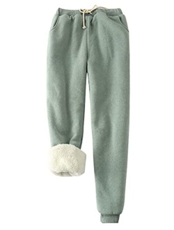 Gihuo Women's Winter Warm Fleece Pants Sherpa Lined Sweatpants Jogger Track Pants