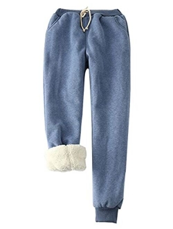 Gihuo Women's Winter Warm Fleece Pants Sherpa Lined Sweatpants Jogger Track Pants