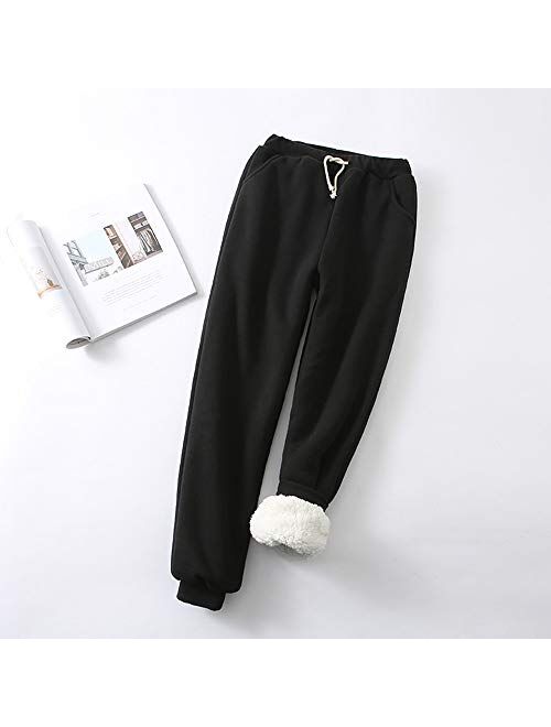 Gihuo Women's Winter Warm Fleece Pants Sherpa Lined Sweatpants Jogger Track Pants