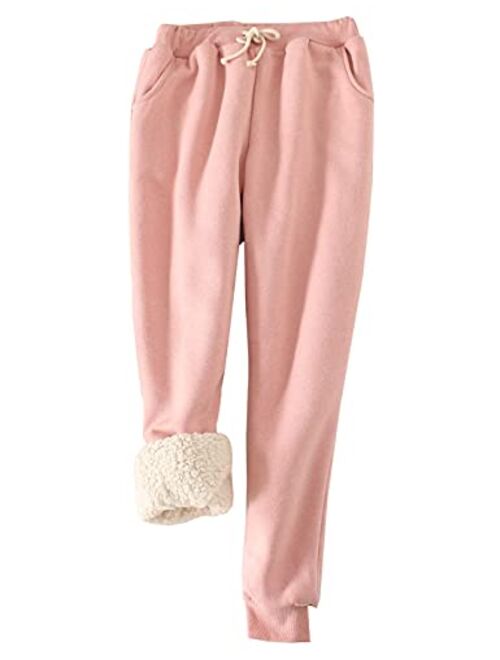 Gihuo Women's Winter Warm Fleece Pants Sherpa Lined Sweatpants Jogger Track Pants