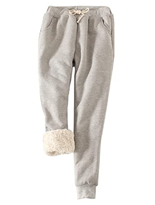 Gihuo Women's Winter Warm Fleece Pants Sherpa Lined Sweatpants Jogger Track Pants