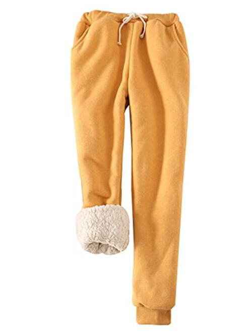 Gihuo Women's Winter Warm Fleece Pants Sherpa Lined Sweatpants Jogger Track Pants