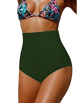 Upopby Women's High Waisted Swimsuit Bikini Bottoms Tummy Control Tankini Bottoms Swim Shorts Plus Size