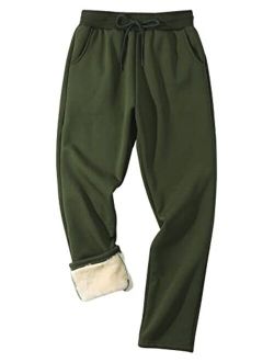 Gihuo Men's Winter Fleece Pants Sherpa Lined Sweatpants Active Running Jogger Pants