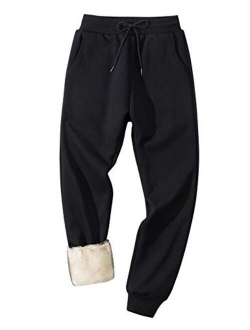 Gihuo Men's Winter Fleece Pants Sherpa Lined Sweatpants Active Running Jogger Pants