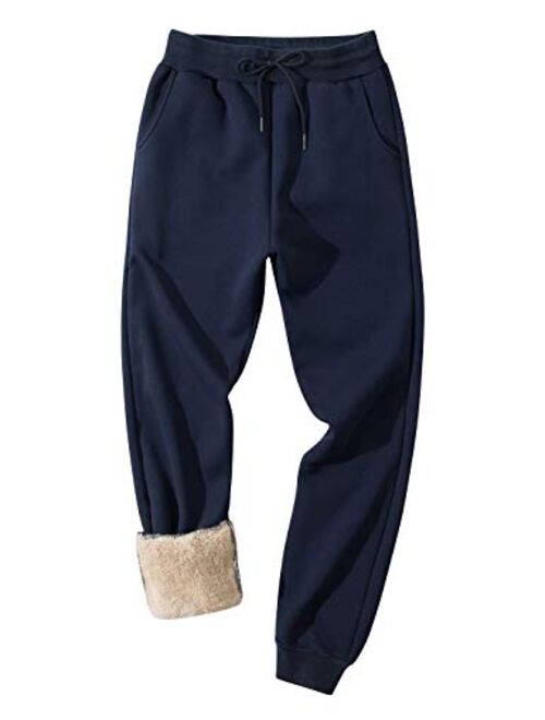 Gihuo Men's Winter Fleece Pants Sherpa Lined Sweatpants Active Running Jogger Pants