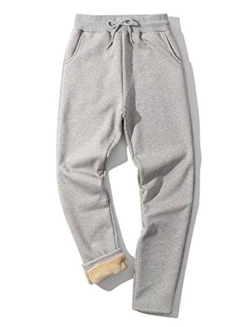 Gihuo Men's Winter Fleece Pants Sherpa Lined Sweatpants Active Running Jogger Pants