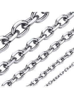 ChainsHouse Men Women Chain Rolo Necklace,3mm/5mm/7mm/9mm/12mm Wide Stainless Steel/Black Metal/18K Gold Plated Cable Link Necklace, 18"-30" Length-with Gift Box