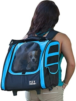 Pet Gear I-GO2 Roller Backpack, Travel Carrier, Car Seat for Cats/Dogs, Mesh Ventilation, Included Tether, Telescoping Handle, Storage Pouch, 4 Models, 6 Colors