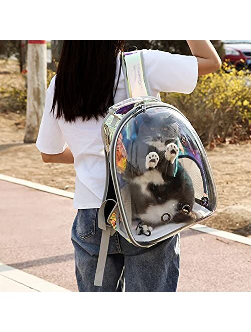 Baoblaze Cat Carrier Backpack Bubble, Rainbow Clear Space Capsule Pet Carrier Backpack for Small Dog and Puppy, Dog Backpack Carrier for Travel and Hiking