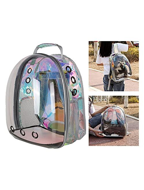 Baoblaze Cat Carrier Backpack Bubble, Rainbow Clear Space Capsule Pet Carrier Backpack for Small Dog and Puppy, Dog Backpack Carrier for Travel and Hiking