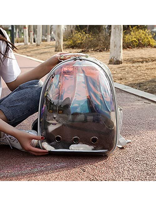 Baoblaze Cat Carrier Backpack Bubble, Rainbow Clear Space Capsule Pet Carrier Backpack for Small Dog and Puppy, Dog Backpack Carrier for Travel and Hiking