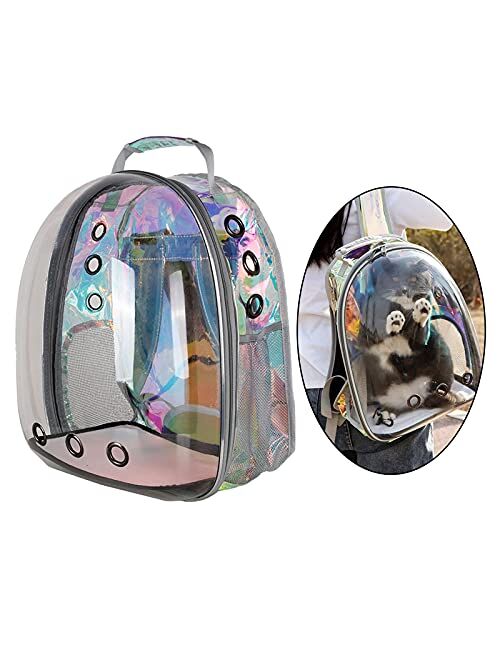 Baoblaze Cat Carrier Backpack Bubble, Rainbow Clear Space Capsule Pet Carrier Backpack for Small Dog and Puppy, Dog Backpack Carrier for Travel and Hiking